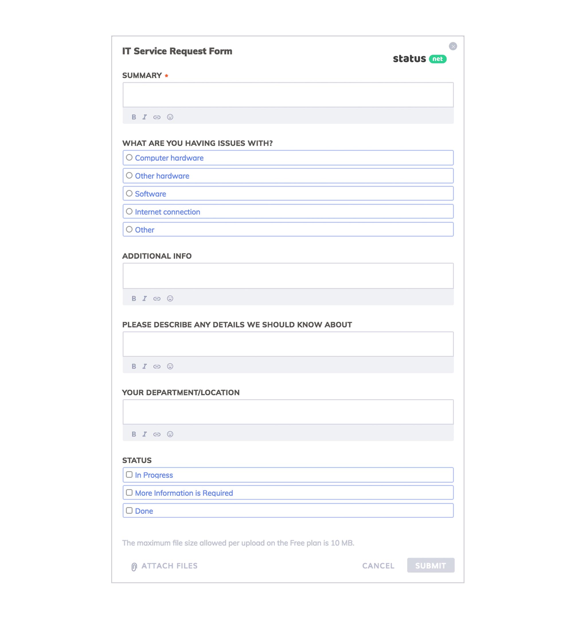 it service request form