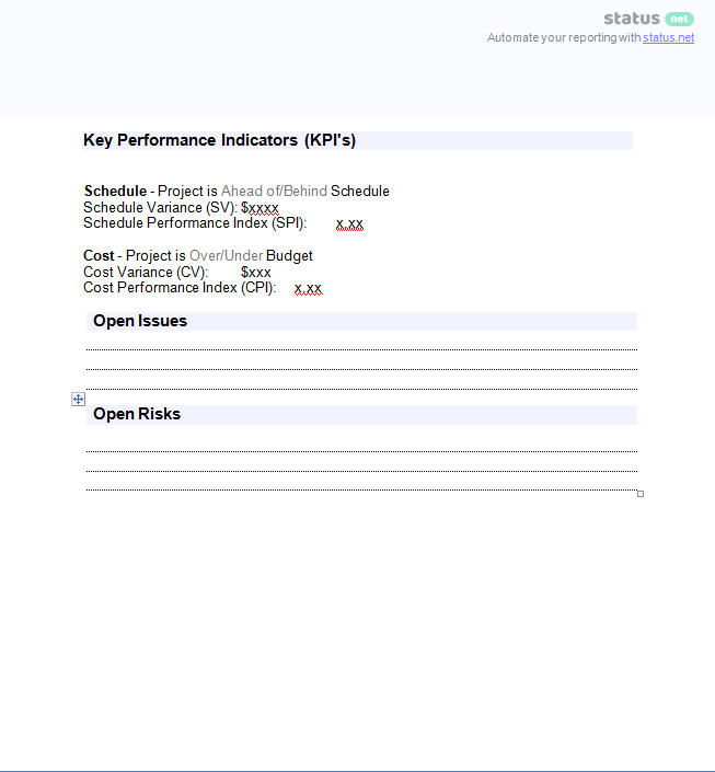 client customer status report template screen p2