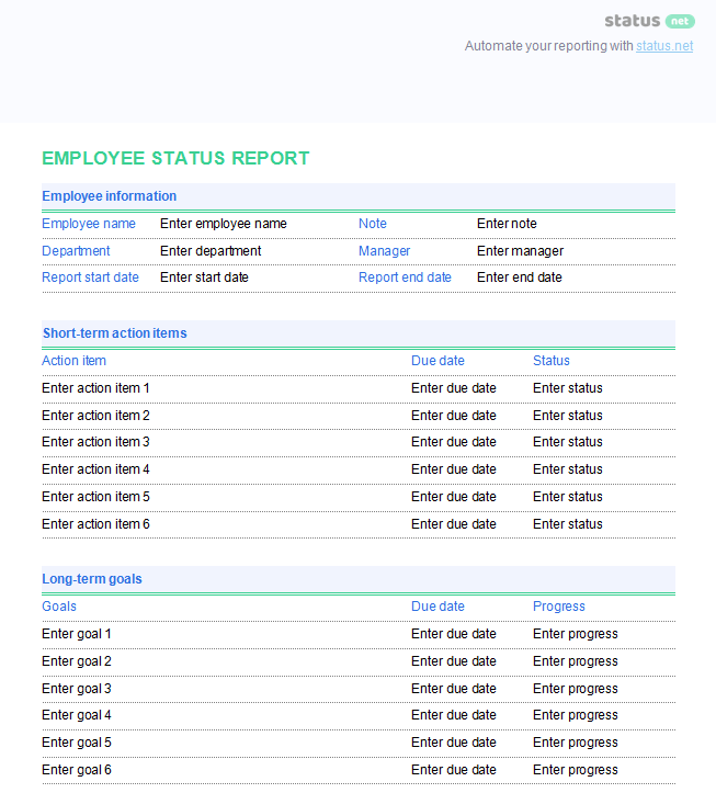 employee status report