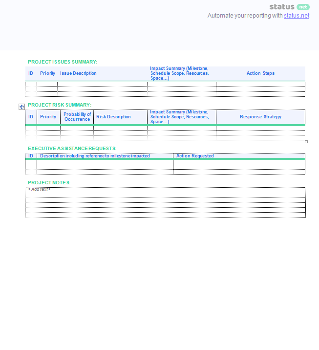 executive status report screen p2