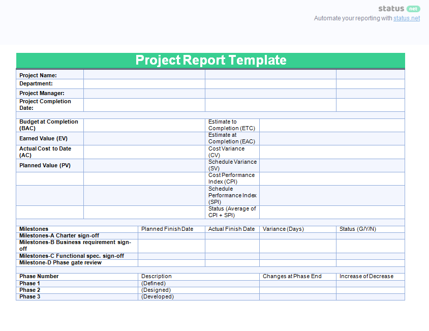 how to make report of project