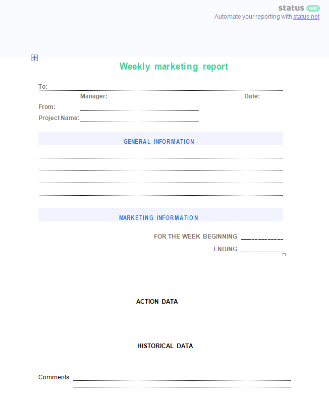 marketing status report