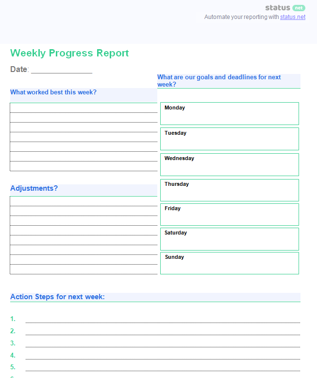 weekly progress report